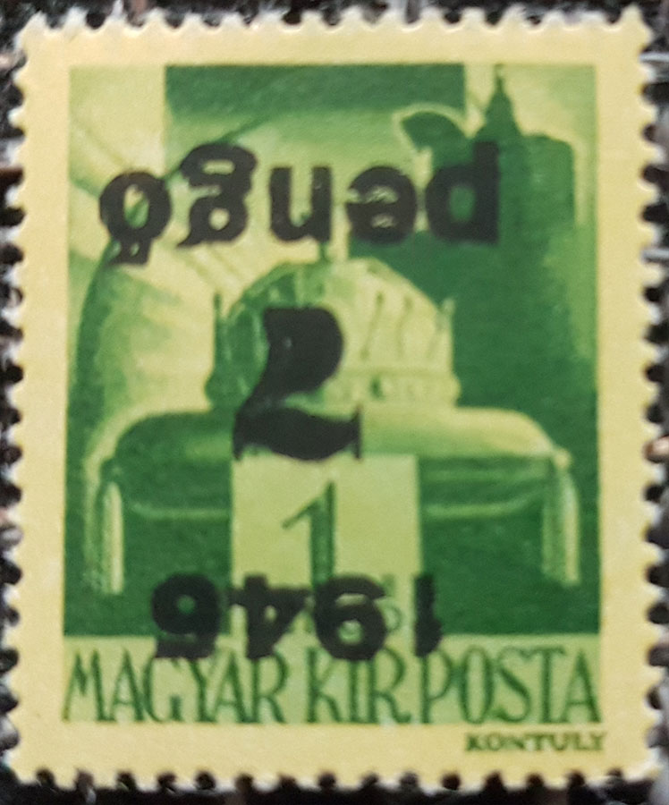 Fordított felülnyomás 1945. kisegítő bélyeg