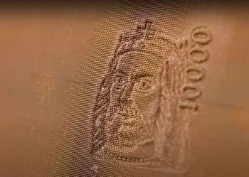 Watermarking cylinder used for a 10,000-forint banknote